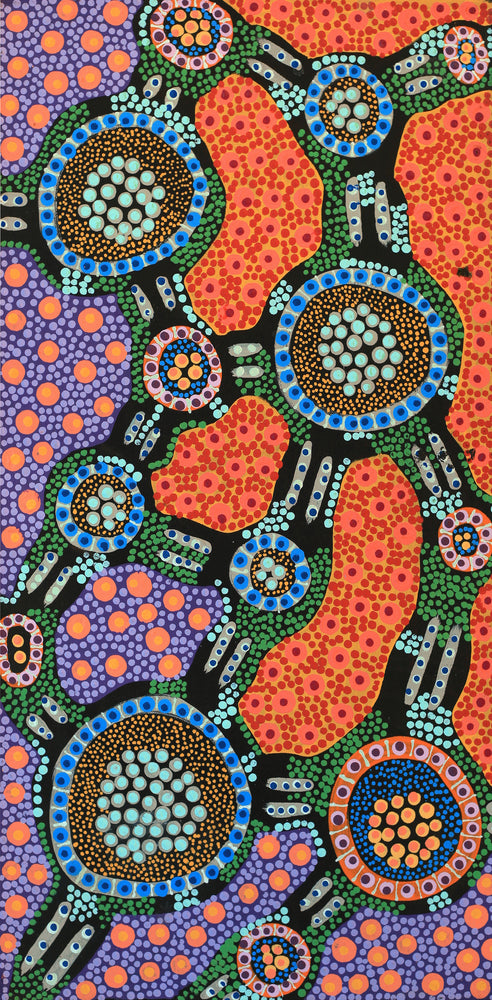Aboriginal Artwork by Jennifer Napaljarri Lewis, Lukarrara Jukurrpa, 61x30cm