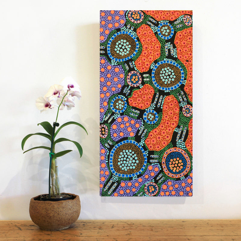 Aboriginal Artwork by Jennifer Napaljarri Lewis, Lukarrara Jukurrpa, 61x30cm