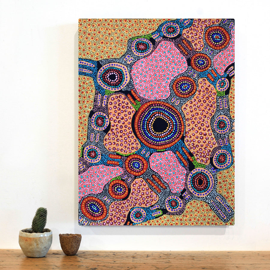 Aboriginal Artwork by Jennifer Napaljarri Lewis, Lukarrara Jukurrpa, 61x46cm