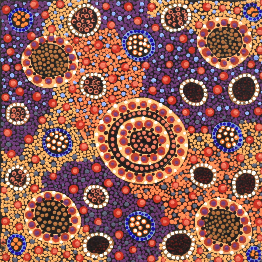 Aboriginal Artwork by Jennifer Napaljarri Lewis, Lukarrara Jukurrpa, 30x30cm