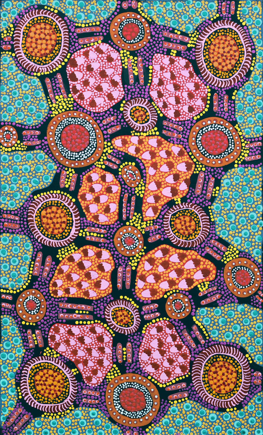 Aboriginal Artwork by Jennifer Napaljarri Lewis, Lukarrara Jukurrpa, 76x46cm