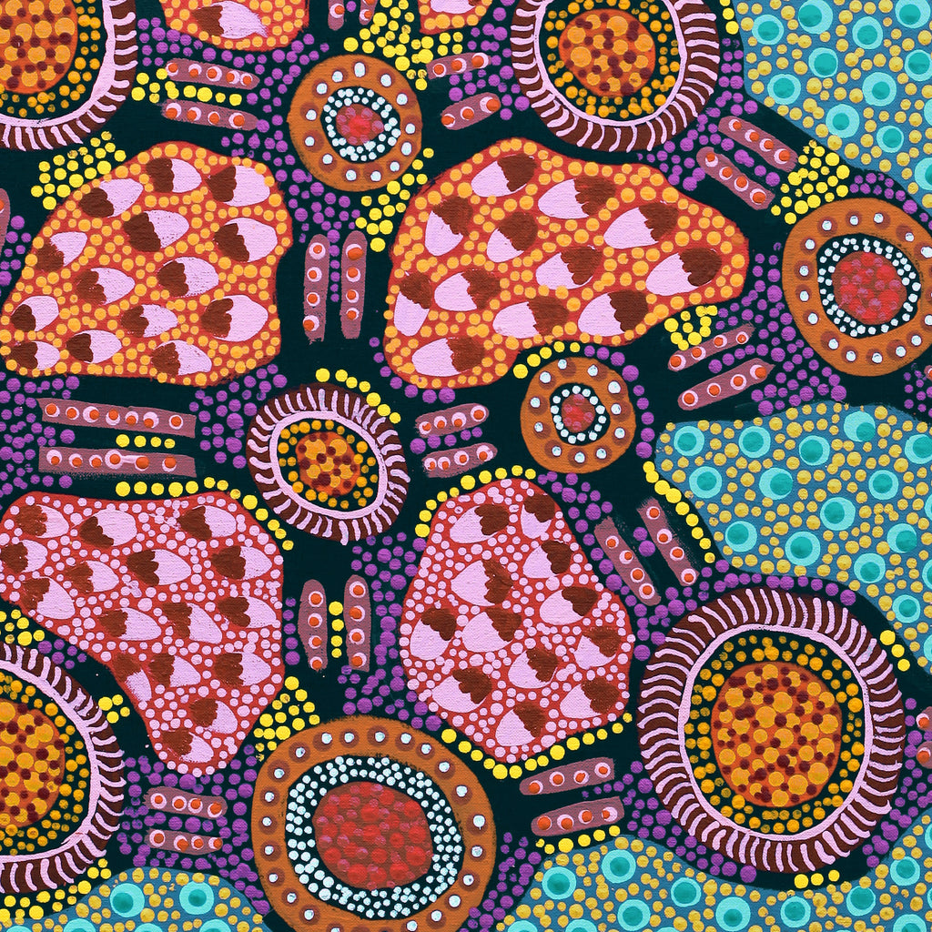 Aboriginal Artwork by Jennifer Napaljarri Lewis, Lukarrara Jukurrpa, 76x46cm