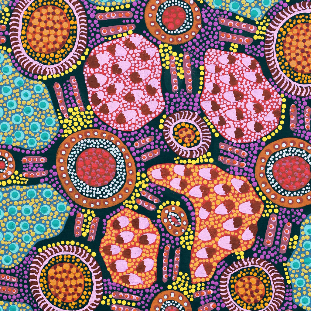 Aboriginal Art by Jennifer Napaljarri Lewis, Lukarrara Jukurrpa, 76x46cm - ART ARK®