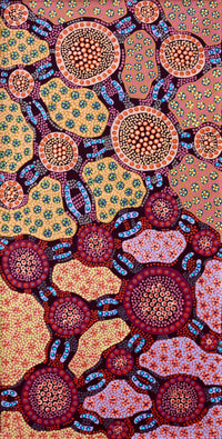 Aboriginal Artwork by Jennifer Napaljarri Lewis, Lukarrara Jukurrpa, 91x46cm