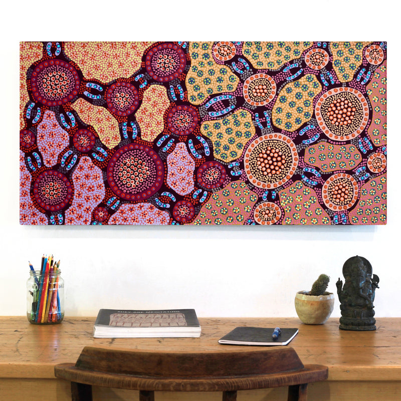 Aboriginal Artwork by Jennifer Napaljarri Lewis, Lukarrara Jukurrpa, 91x46cm