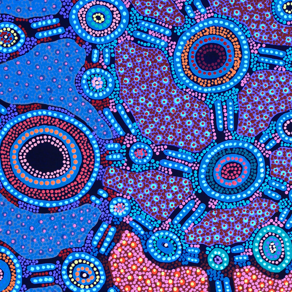 Aboriginal Art by Jennifer Napaljarri Lewis, Lukarrara Jukurrpa, 91x61cm - ART ARK®