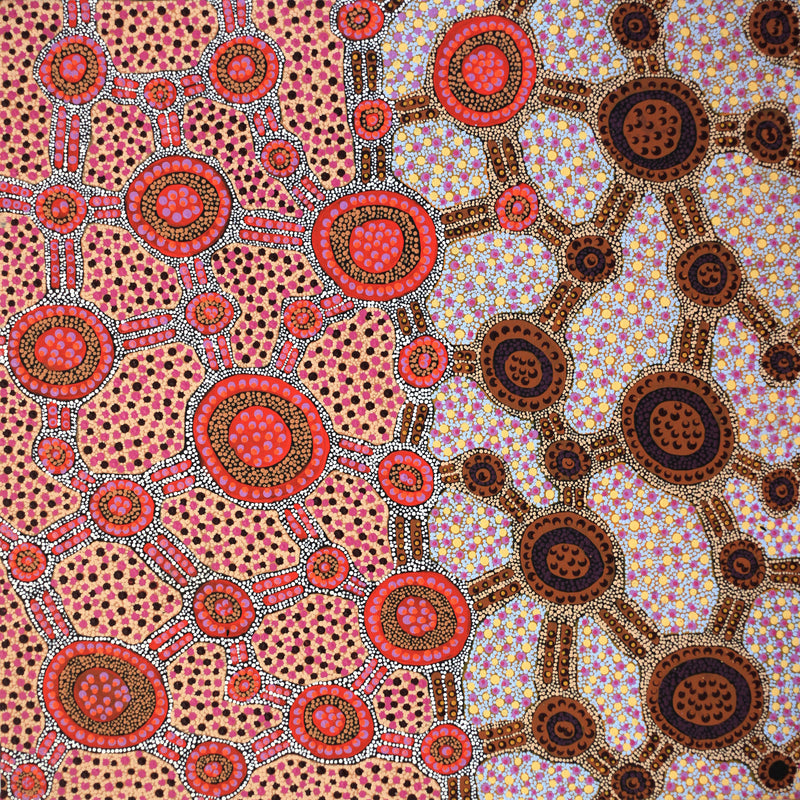 Aboriginal Artwork by Jennifer Napaljarri Lewis, Lukarrara Jukurrpa, 91x91cm