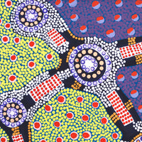 Aboriginal Artwork by Jennifer Napaljarri Lewis, Ngapa Jukurrpa (Water Dreaming) - Puyurru, 46x46cm