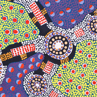 Aboriginal Artwork by Jennifer Napaljarri Lewis, Ngapa Jukurrpa (Water Dreaming) - Puyurru, 46x46cm