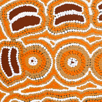 Aboriginal Artwork by Jenny Nangala Watson, Pirlarla Jukurrpa (Dogwood Tree Bean Dreaming), 30x30cm