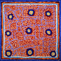 Aboriginal Art by Jenny Nangala Watson, Ngapa Jukurrpa (Water Dreaming) - Puyurru, 30x30cm - ART ARK®