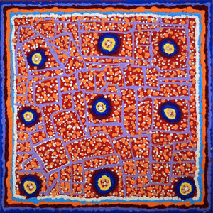 Aboriginal Artwork by Jenny Nangala Watson, Ngapa Jukurrpa (Water Dreaming) - Puyurru, 30x30cm - ART ARK®