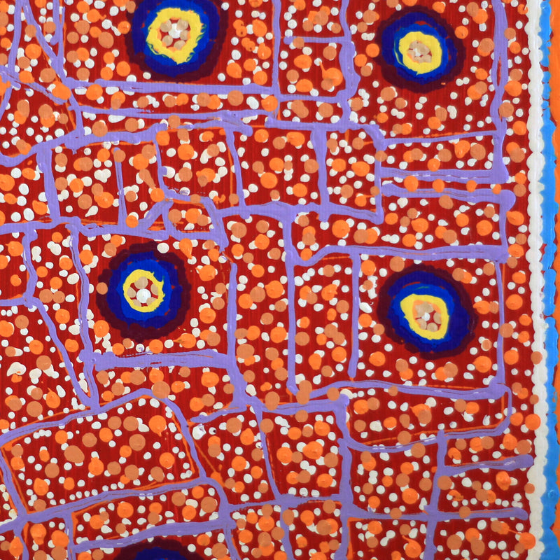 Aboriginal Artwork by Jenny Nangala Watson, Ngapa Jukurrpa (Water Dreaming) - Puyurru, 30x30cm