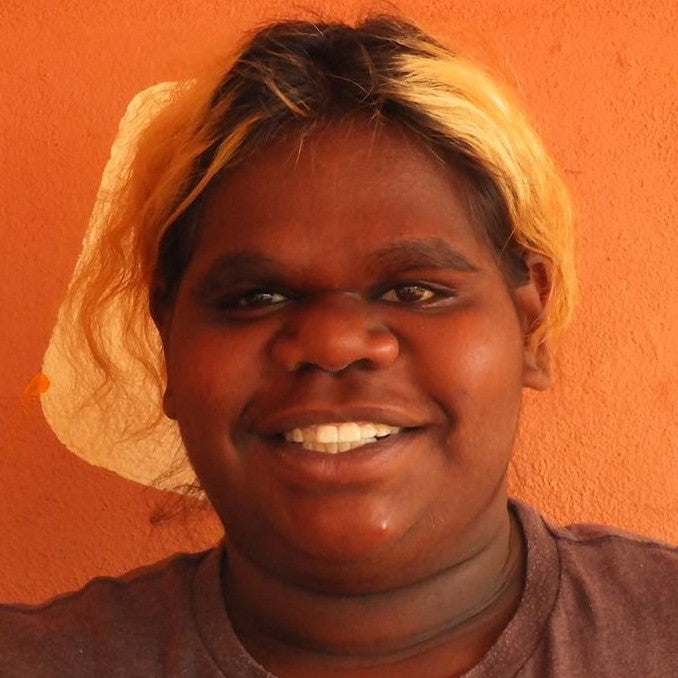 Aboriginal Artwork by Jenny Nangala Watson, Pirlarla Jukurrpa (Dogwood Tree Bean Dreaming), 30x30cm