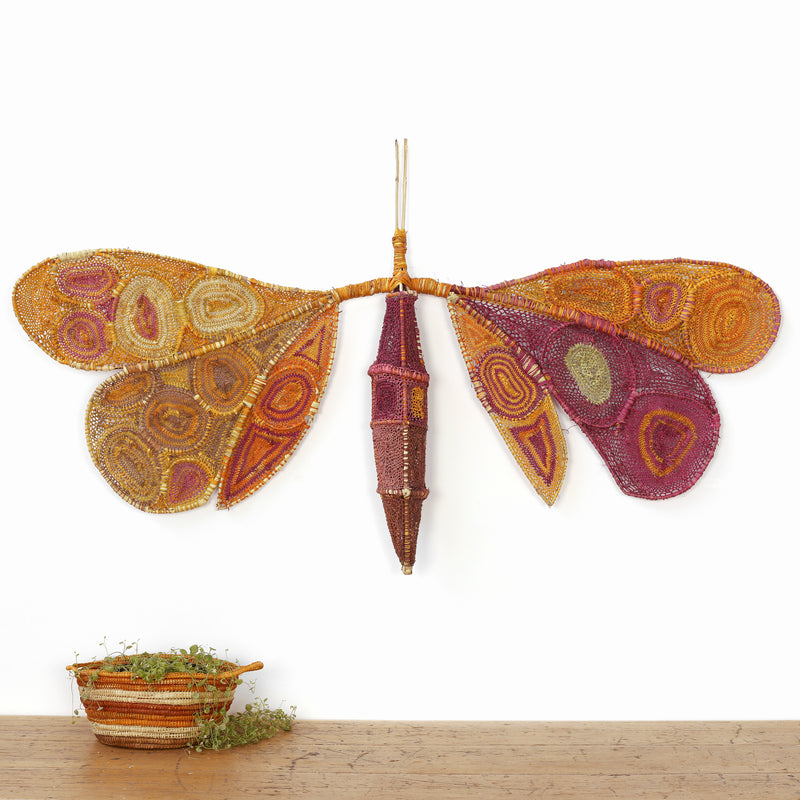 Aboriginal Artwork by Jericha Marrkula Manila, Bonba (Butterfly) Weaving, 154x90cm