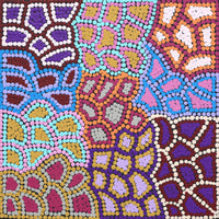 Aboriginal Artwork by Jerusha Nungarrayi Morris, Lukarrara Jukurrpa (Desert Fringe-rush Seed Dreaming), 30x30cm
