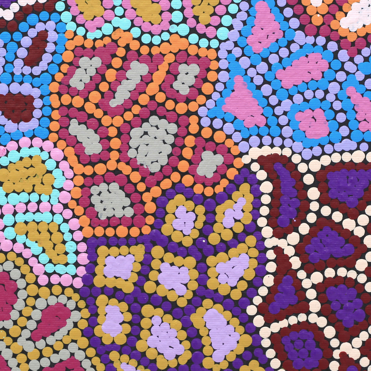 Aboriginal Art by Jerusha Nungarrayi Morris, Lukarrara Jukurrpa (Desert Fringe-rush Seed Dreaming), 30x30cm - ART ARK®