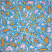 Aboriginal Artwork by Jerusha Nungarrayi Morris, Lukarrara Jukurrpa (Desert Fringe-rush Seed Dreaming), 30x30cm