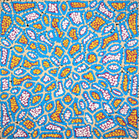 Aboriginal Artwork by Jerusha Nungarrayi Morris, Lukarrara Jukurrpa (Desert Fringe-rush Seed Dreaming), 30x30cm