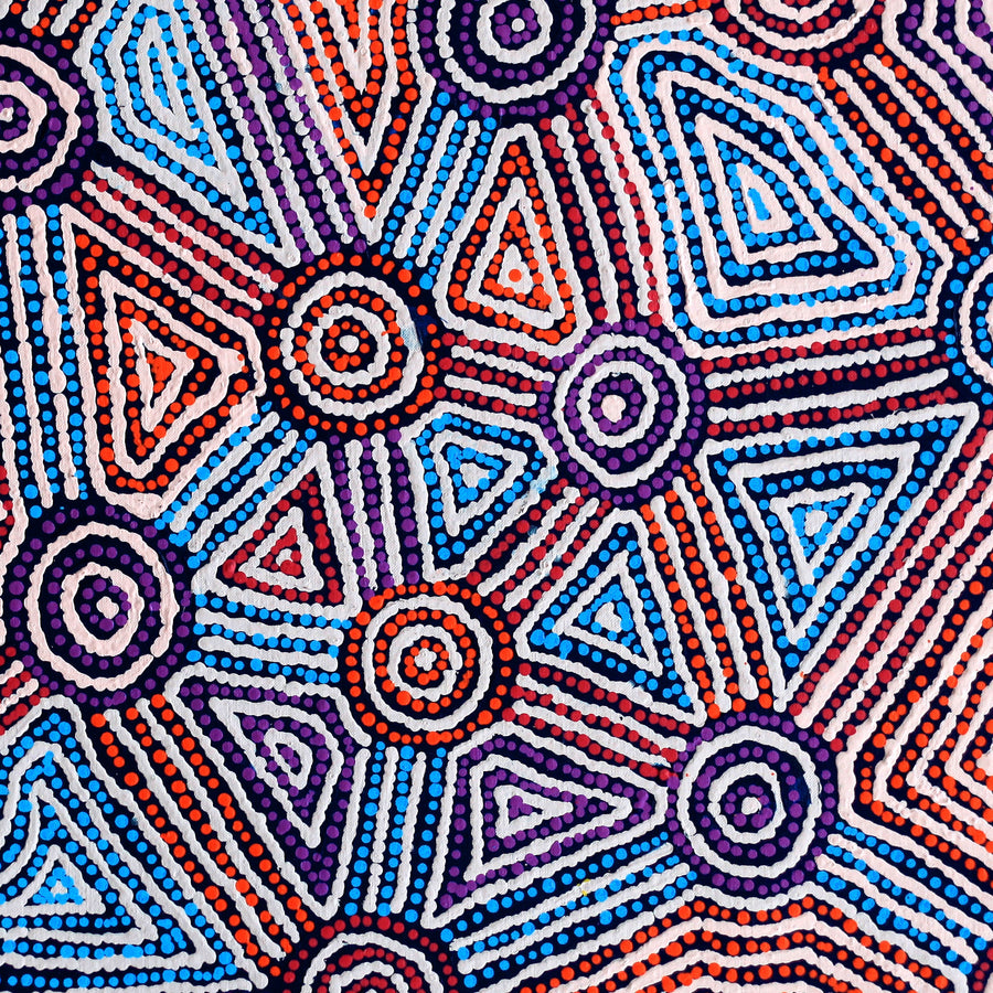Aboriginal Artwork by Jerusha Nungarrayi Morris, Lukarrara Jukurrpa, 61x61cm