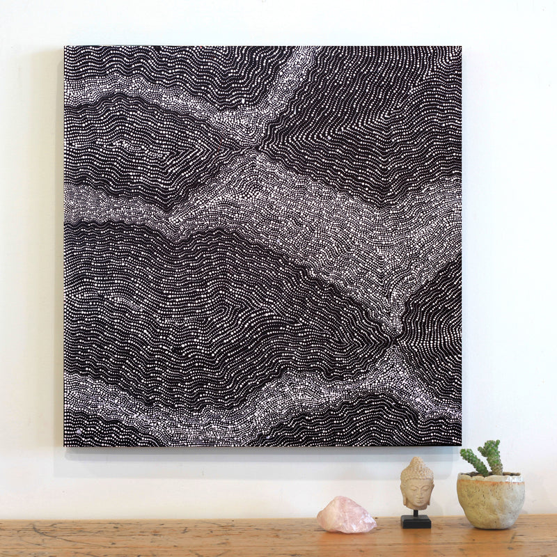 Aboriginal Artwork by Jessica Napanangka Lewis, Mina Mina Jukurrpa, 61x61cm