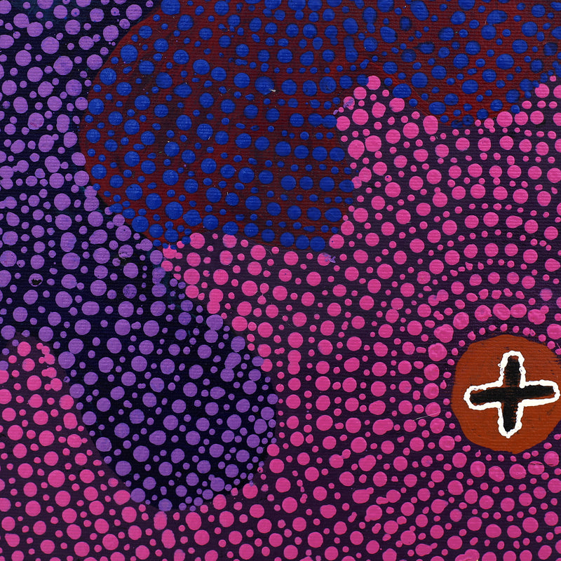 Aboriginal Artwork by Jill Nungarrayi Watson, Ngatijirri Jukurrpa (Budgerigar Dreaming), 30x30cm