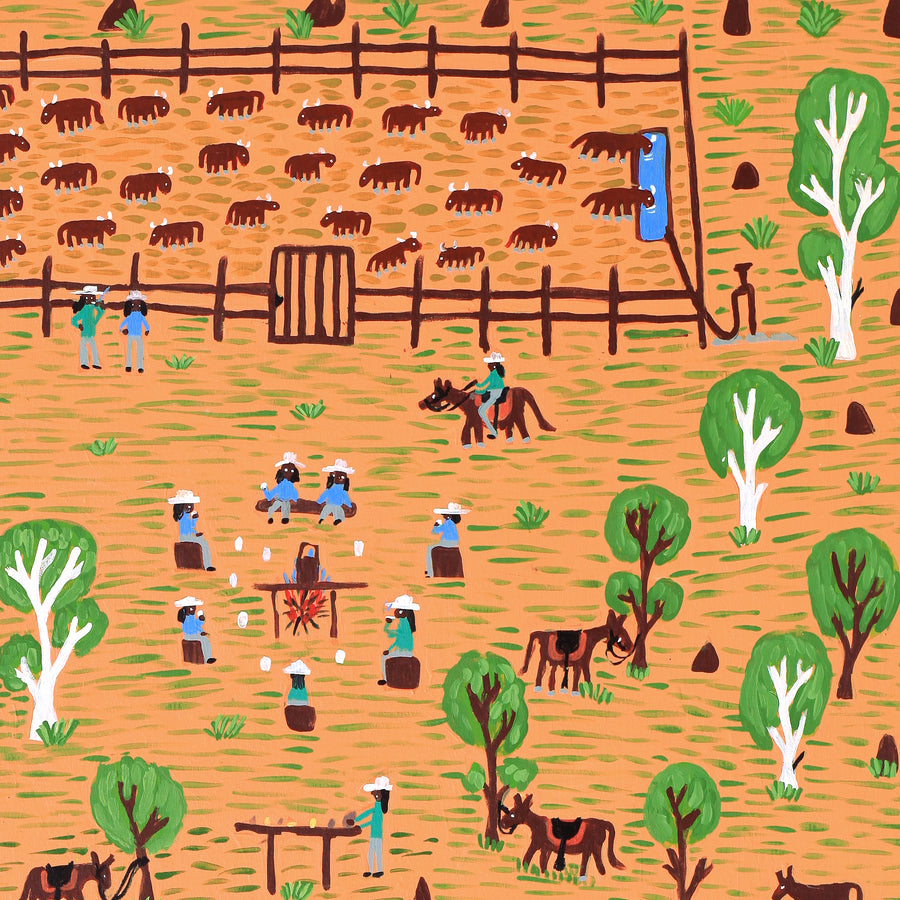Aboriginal Artwork by Jill Daniels, Stock Girls, 119x88cm