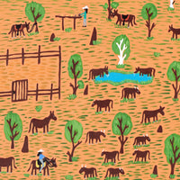 Aboriginal Artwork by Jill Daniels, Stock Girls, 119x88cm