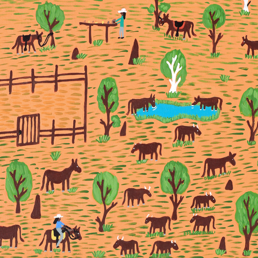 Aboriginal Artwork by Jill Daniels, Stock Girls, 119x88cm
