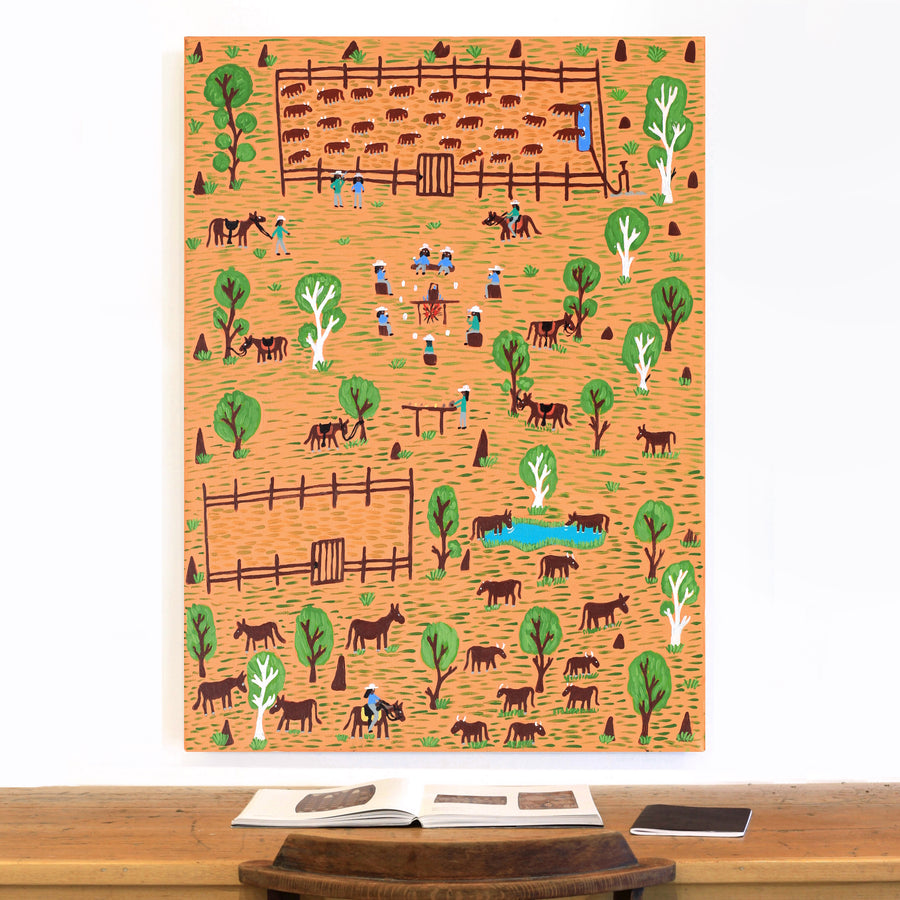 Aboriginal Artwork by Jill Daniels, Stock Girls, 119x88cm