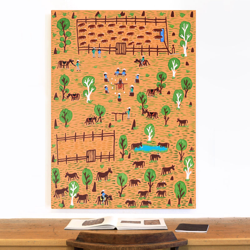 Aboriginal Artwork by Jill Daniels, Stock Girls, 119x88cm