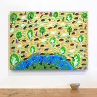 Aboriginal Artwork by Jill Daniels, Cattle, 60x45cm