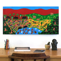 Aboriginal Artwork by Jill Daniels, Animal area, 90x45cm