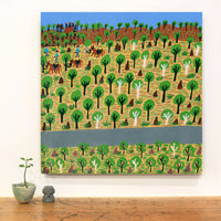 Aboriginal Artwork by Jill Daniels, Roper Bar, 60x60cm