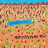 Aboriginal Artwork by Jill Daniels, The olden days, 60x60cm