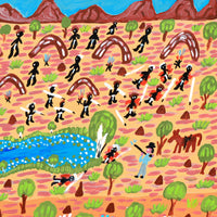 Aboriginal Artwork by Jill Daniels, The olden days, 60x60cm