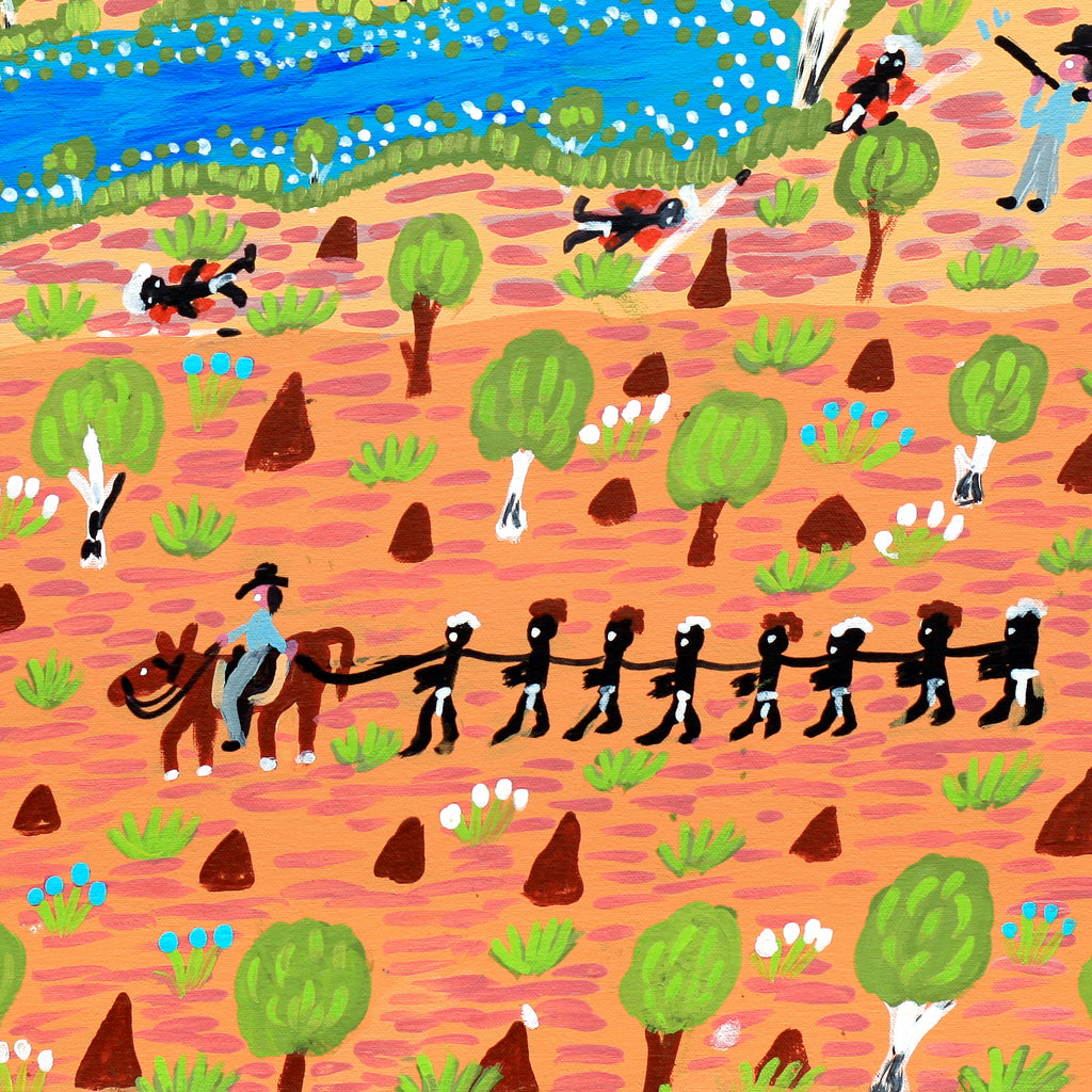 Aboriginal Artwork by Jill Daniels, The olden days, 60x60cm