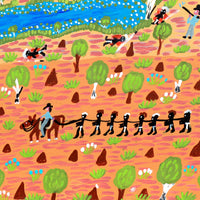 Aboriginal Artwork by Jill Daniels, The olden days, 60x60cm
