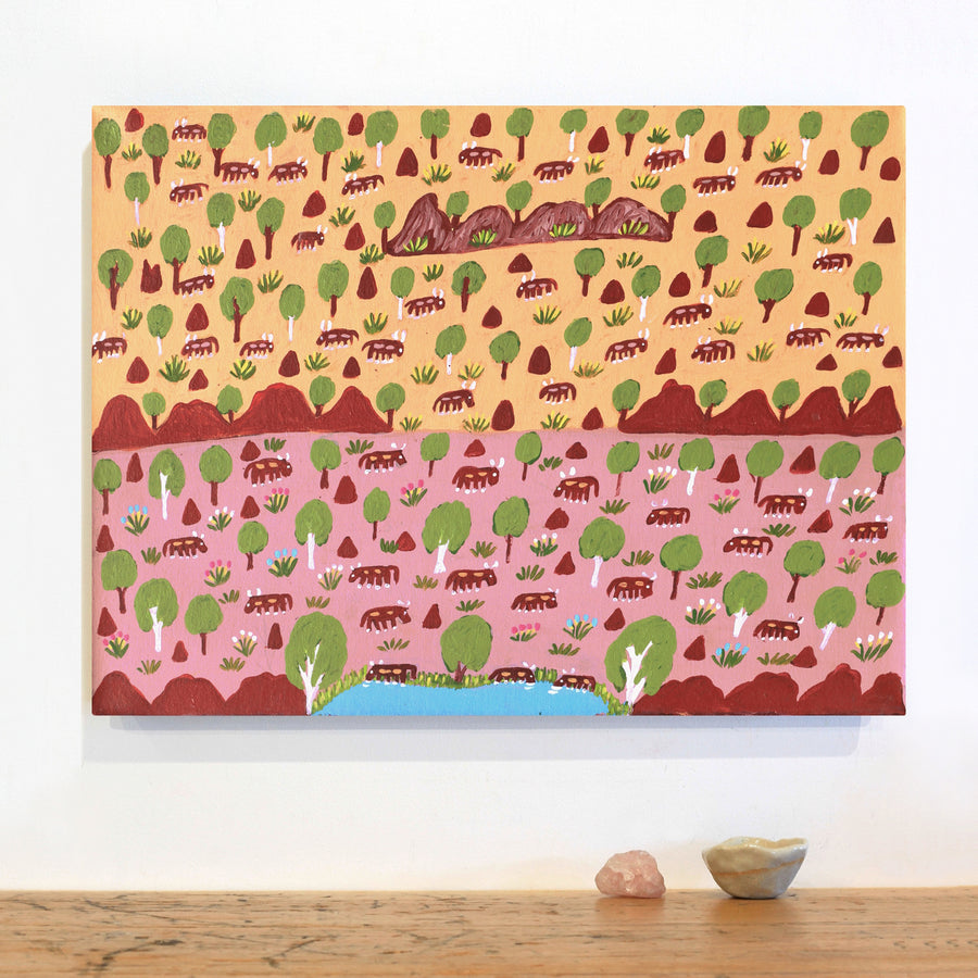Aboriginal Artwork by Jill Daniels, Cattle Country, 60x45cm