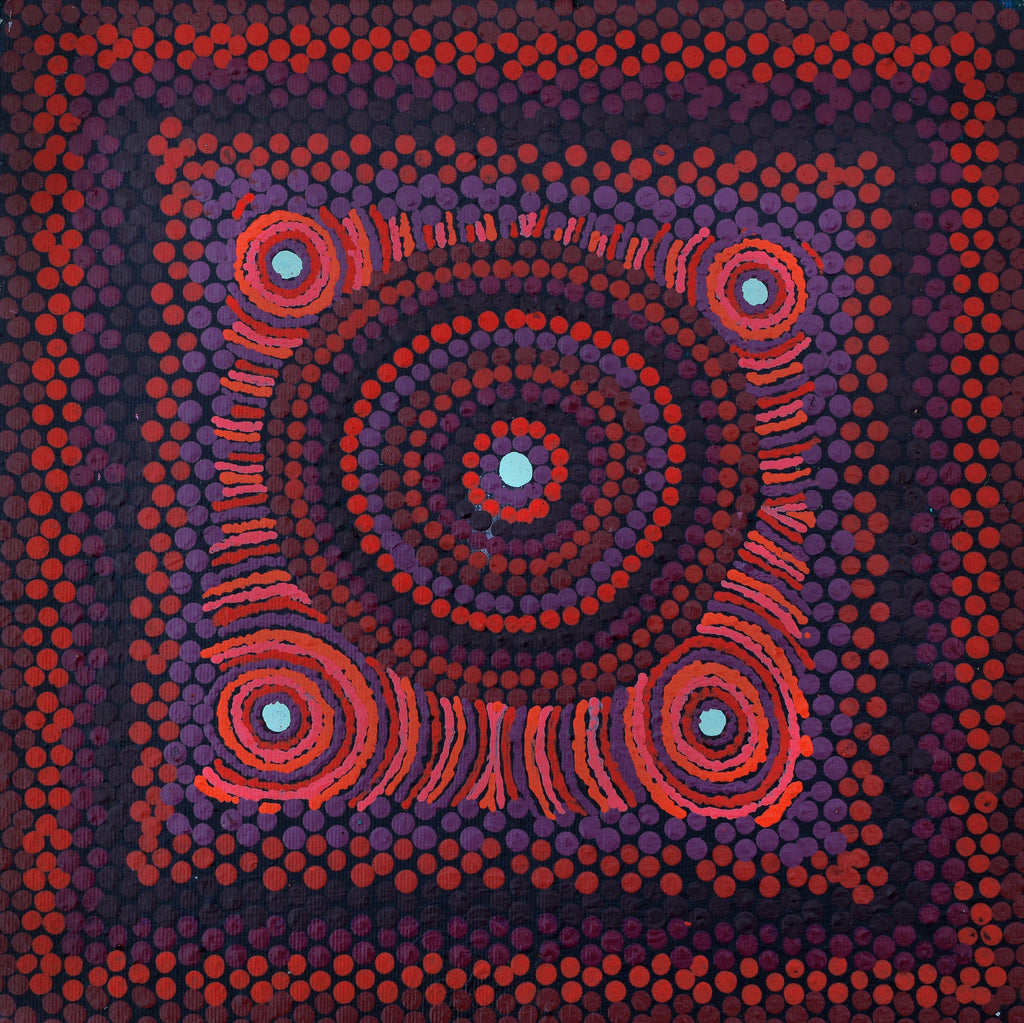 Aboriginal Artwork by Jill Nungarrayi Watson, Janmarda Jukurrpa, 30x30cm