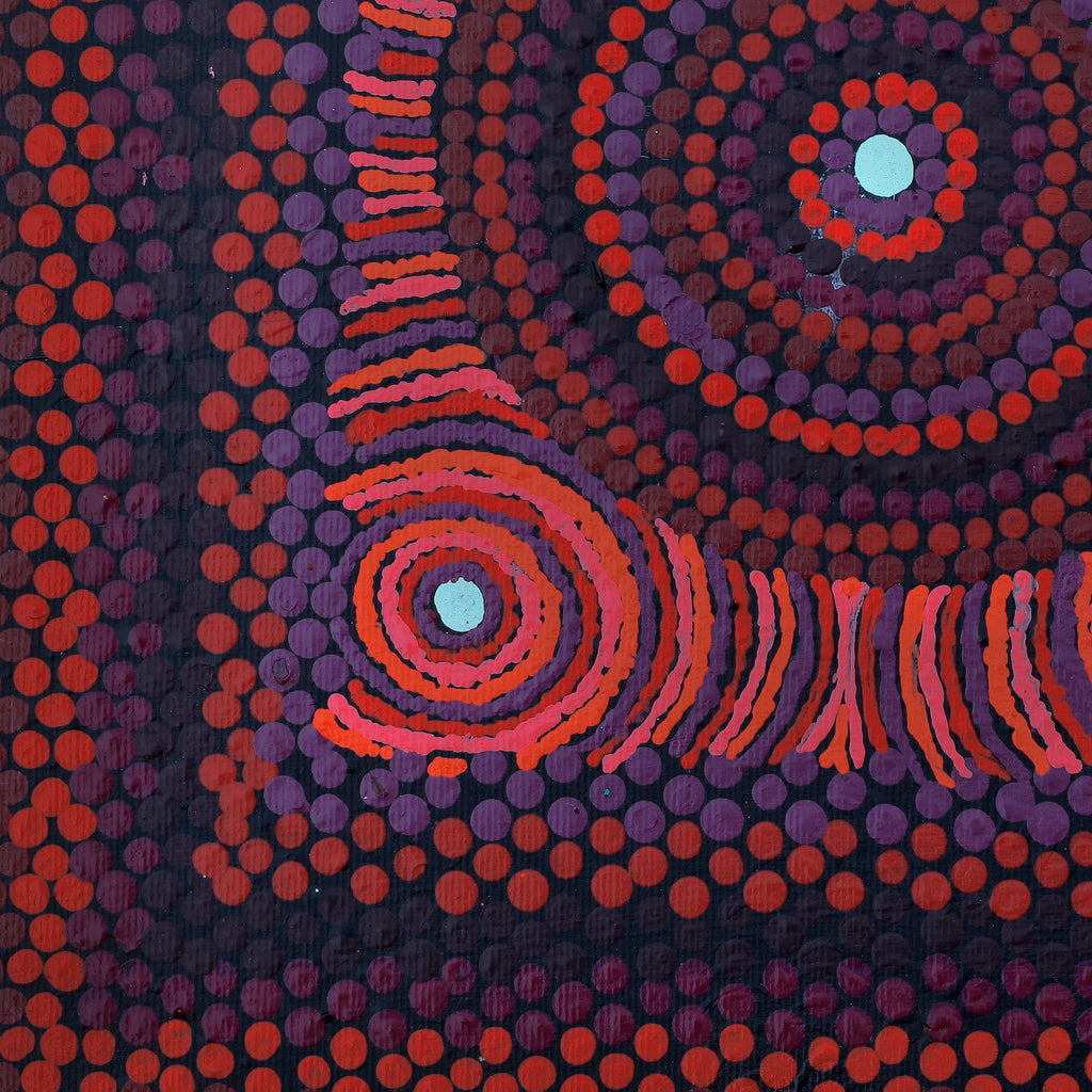 Aboriginal Artwork by Jill Nungarrayi Watson, Janmarda Jukurrpa, 30x30cm