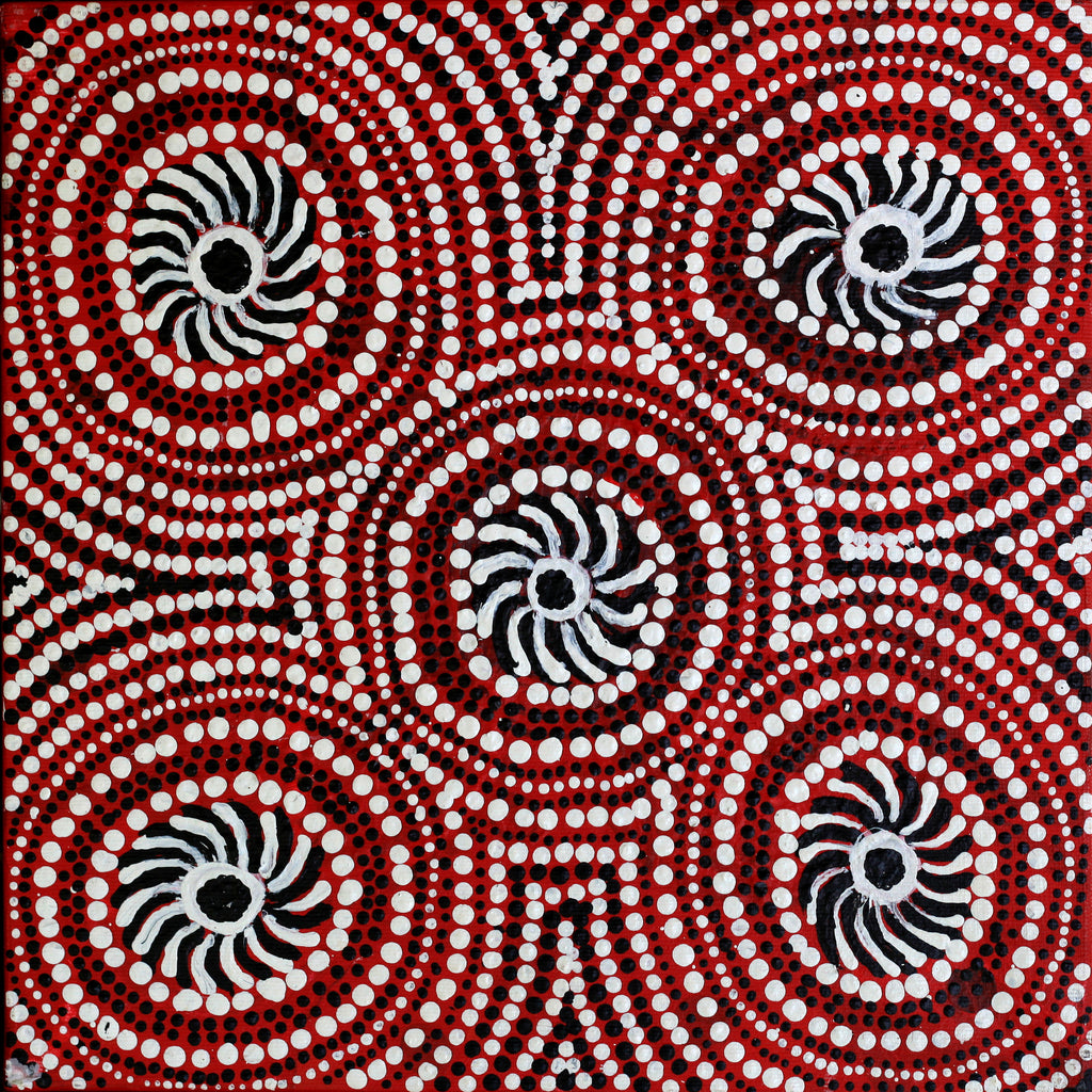 Aboriginal Artwork by Jill Nungarrayi Watson, Janmarda Jukurrpa, 30x30cm