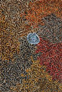 Aboriginal Artwork by Jillian Nampijinpa Brown, Ngapa Jukurrpa (Water Dreaming) - Mikanji, 91x61cm