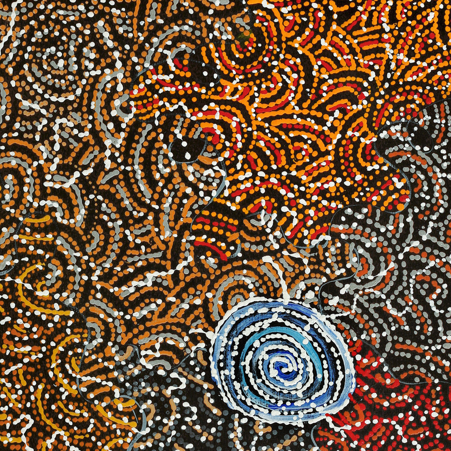 Aboriginal Artwork by Jillian Nampijinpa Brown, Ngapa Jukurrpa (Water Dreaming) - Mikanji, 91x61cm