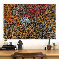 Aboriginal Artwork by Jillian Nampijinpa Brown, Ngapa Jukurrpa (Water Dreaming) - Mikanji, 91x61cm