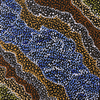 Aboriginal Artwork by Jillian Nampijinpa Brown, Ngapa Jukurrpa (Water Dreaming) - Mikanji, 30x30cm