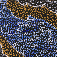 Aboriginal Artwork by Jillian Nampijinpa Brown, Ngapa Jukurrpa (Water Dreaming) - Mikanji, 30x30cm
