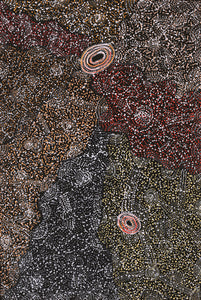 Aboriginal Art by Jillian Nampijinpa Brown, Ngapa Jukurrpa (Water Dreaming) - Mikanji, 91x61cm - ART ARK®