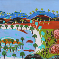 Aboriginal Artwork by Joanna Napangardi Wheeler, Nguru Yurntumu-wana (Country around Yuendumu), 122x46cm
