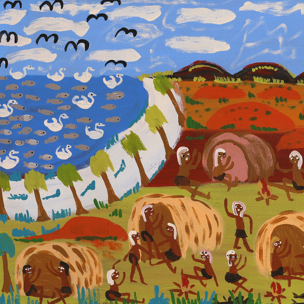 Aboriginal Artwork by Joanna Napangardi Wheeler, Nguru Yurntumu-wana (Country around Yuendumu), 91x46cm